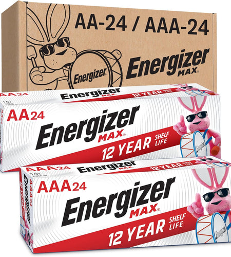 AA Batteries and AAA Batteries, 24 Max Double a Batteries and 24 Max Triple a Batteries Combo Pack, 48 Count