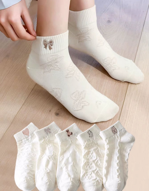Load image into Gallery viewer, 5 Pairs Womens Socks Lovely Cow Pattern Short Socks Creative Printing Socks Ankle Sock
