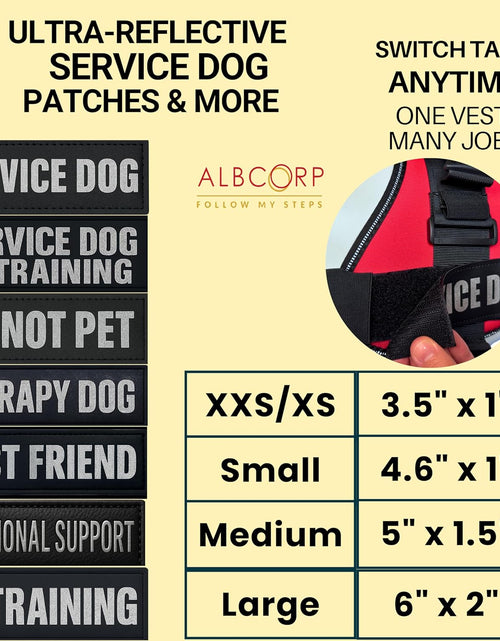 Load image into Gallery viewer, Reflective Service Dog Patches with Hook Backing for Service Animal Vests /Harnesses Small (4.6 X 1) Inch
