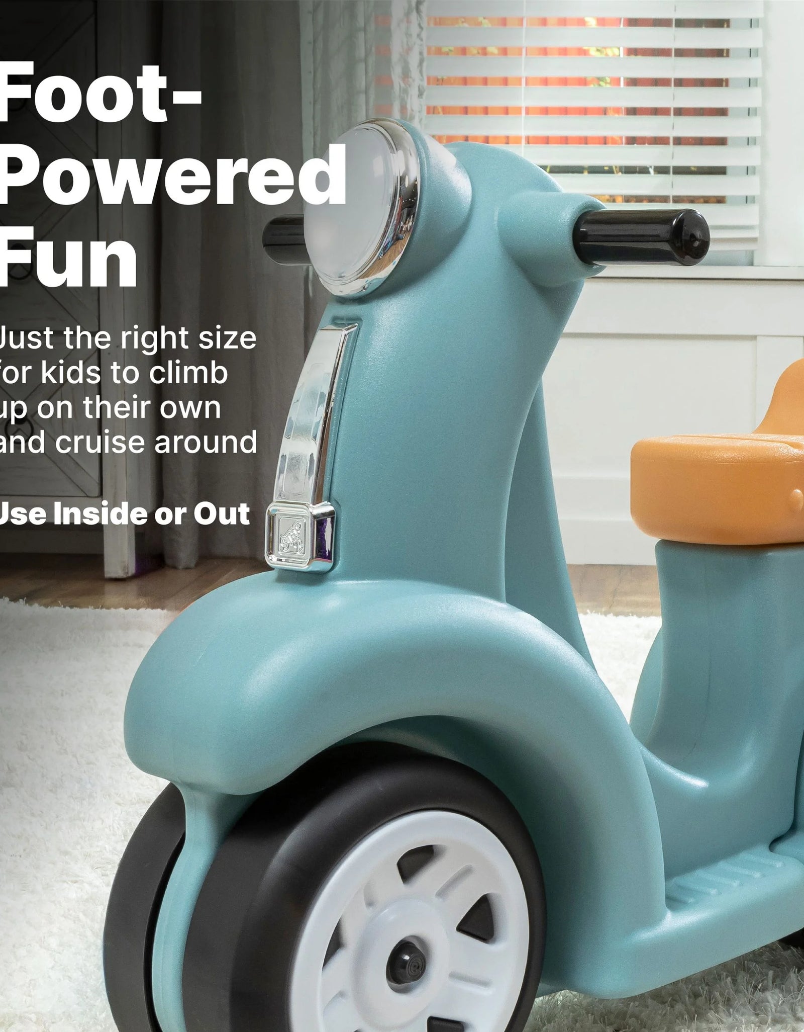 Ride along Aqua Scooter Plastic Toddler Foot-To-Floor Riding Toy for Ages 18M-4Y