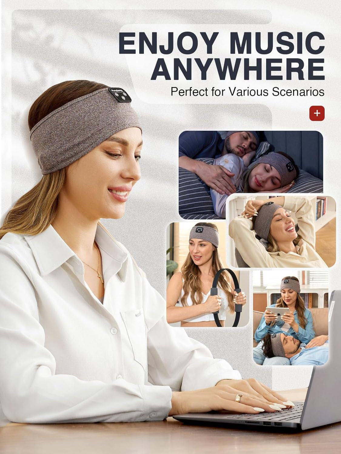 Sleep Headphones Bluetooth Headband, Soft Sleeping Wireless Music Sport Headbands,Long Time Play Sleeping Headsets with Built in Speakers Perfect for Sleep,Workout,Running,Yoga,Travel