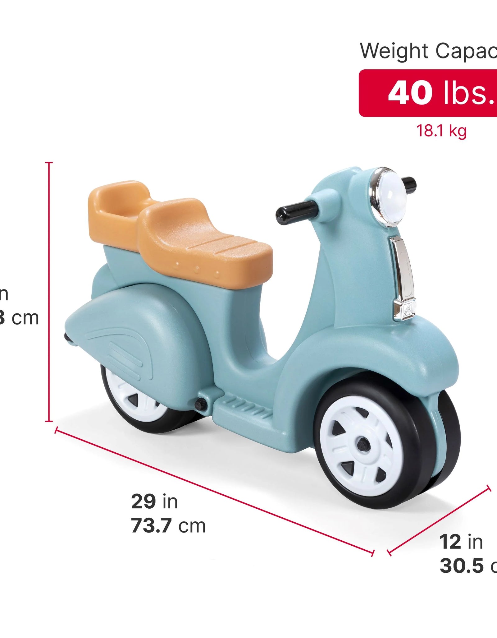 Ride along Aqua Scooter Plastic Toddler Foot-To-Floor Riding Toy for Ages 18M-4Y