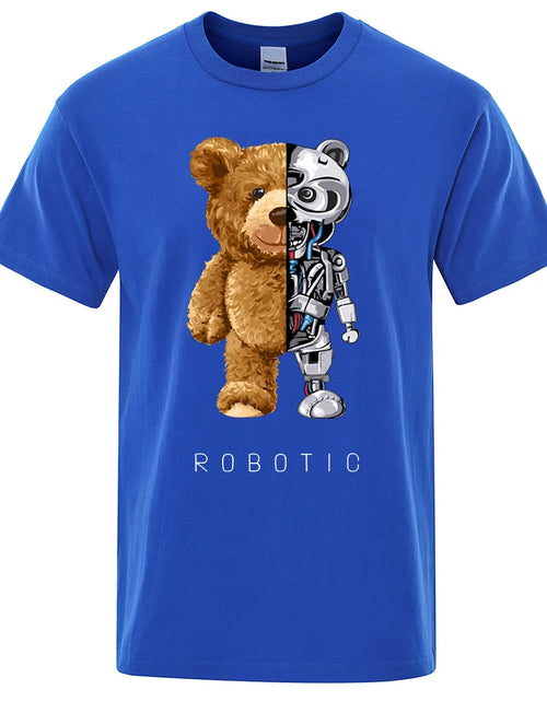 Load image into Gallery viewer, Funny Ted Bear Robot Tshirt Robotic Bear Men Short Sleeve Fashion Casual Clothing Summer Cotton Tees Oversized Street T-Shirts
