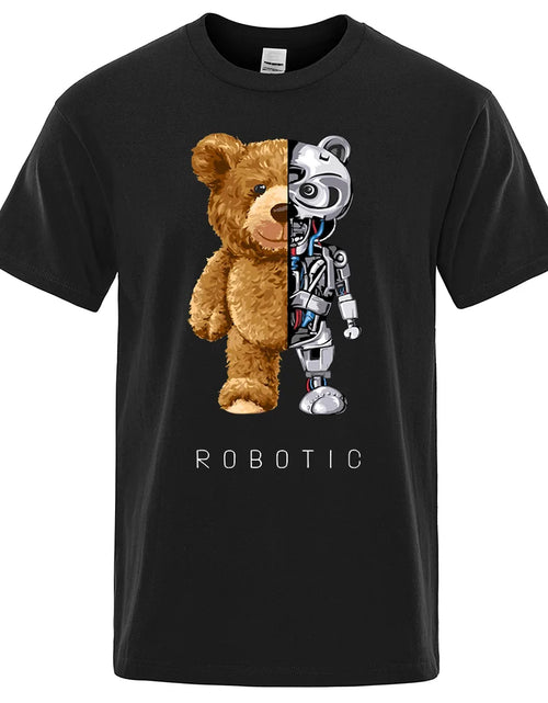 Load image into Gallery viewer, Funny Ted Bear Robot Tshirt Robotic Bear Men Short Sleeve Fashion Casual Clothing Summer Cotton Tees Oversized Street T-Shirts
