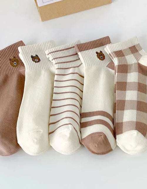 Load image into Gallery viewer, 5 Pairs Womens Socks Lovely Cow Pattern Short Socks Creative Printing Socks Ankle Sock
