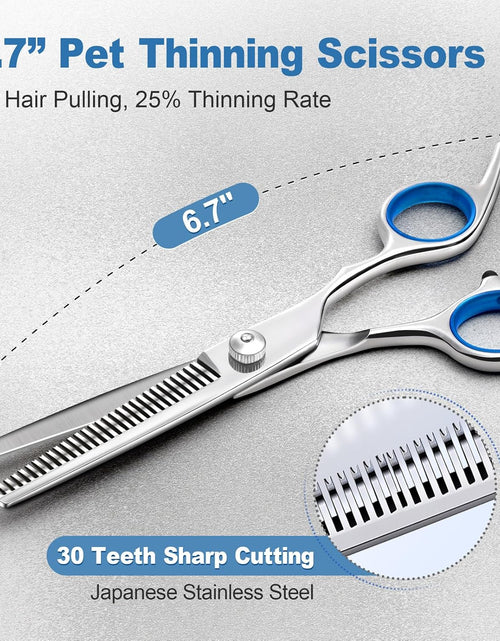 Load image into Gallery viewer, Professional 6 in 1 Dog Grooming Scissors 4CR Stainless Steel with Safety round Tip, Heavy Duty Titanium Coated Pet Grooming Scissor for Dogs, Cats and Other Animals
