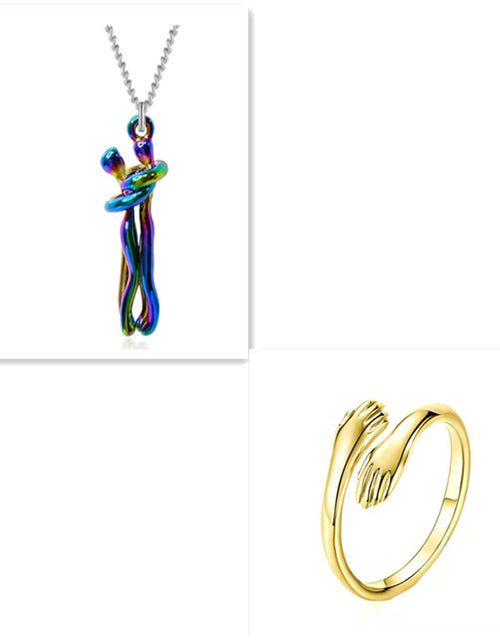 Load image into Gallery viewer, Love Hug Necklace Unisex Men Women Couple Jewelry Simple Temperament Clavicle Chain Valentines Day Lover Gift
