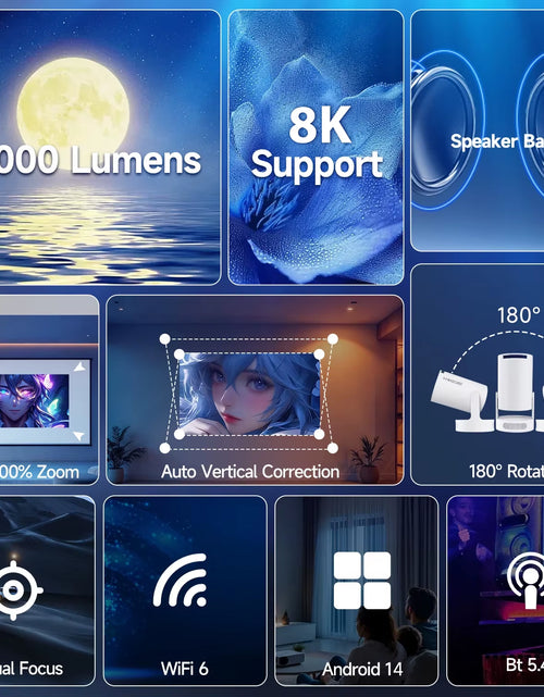 Load image into Gallery viewer, Projector HY300 Pro 8K Android 14 Dual Wifi6 290ANSI Allwinner H726 BT5.4 1080P 1280*720P Home Cinema Outdoor Projetor
