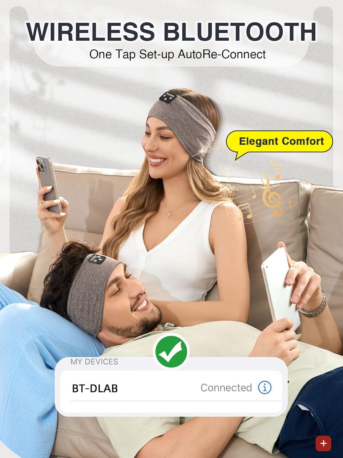 Sleep Headphones Bluetooth Headband, Soft Sleeping Wireless Music Sport Headbands,Long Time Play Sleeping Headsets with Built in Speakers Perfect for Sleep,Workout,Running,Yoga,Travel