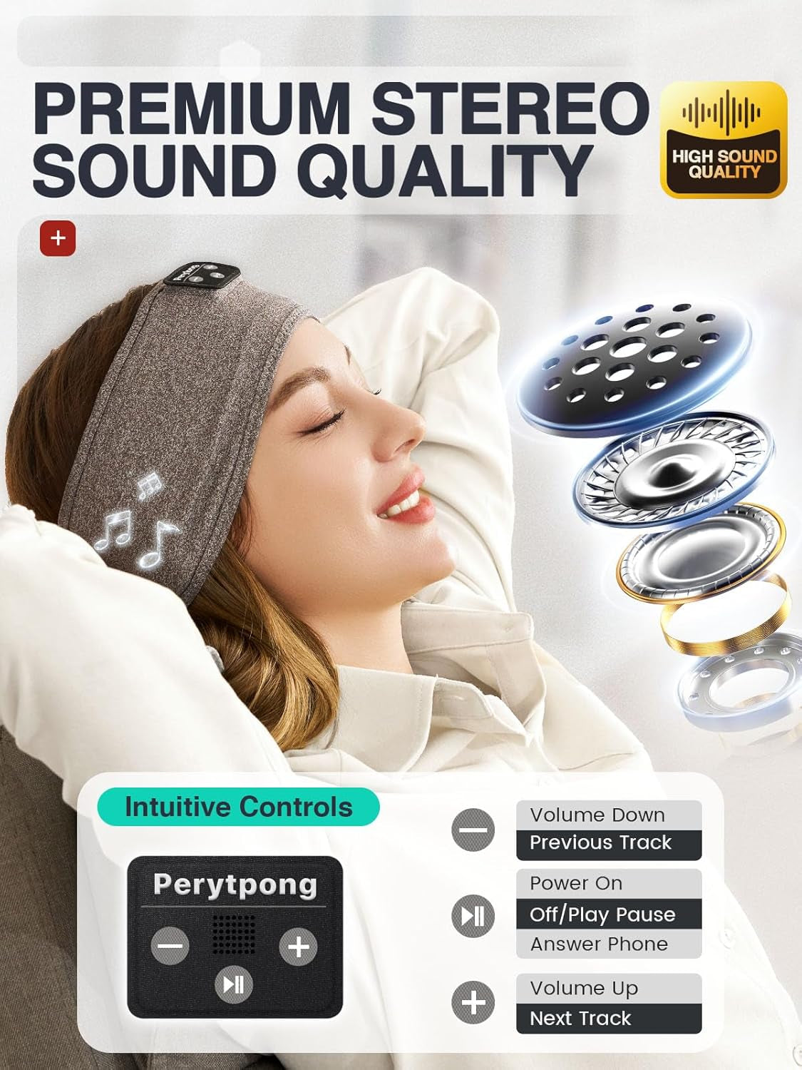 Sleep Headphones Bluetooth Headband, Soft Sleeping Wireless Music Sport Headbands,Long Time Play Sleeping Headsets with Built in Speakers Perfect for Sleep,Workout,Running,Yoga,Travel