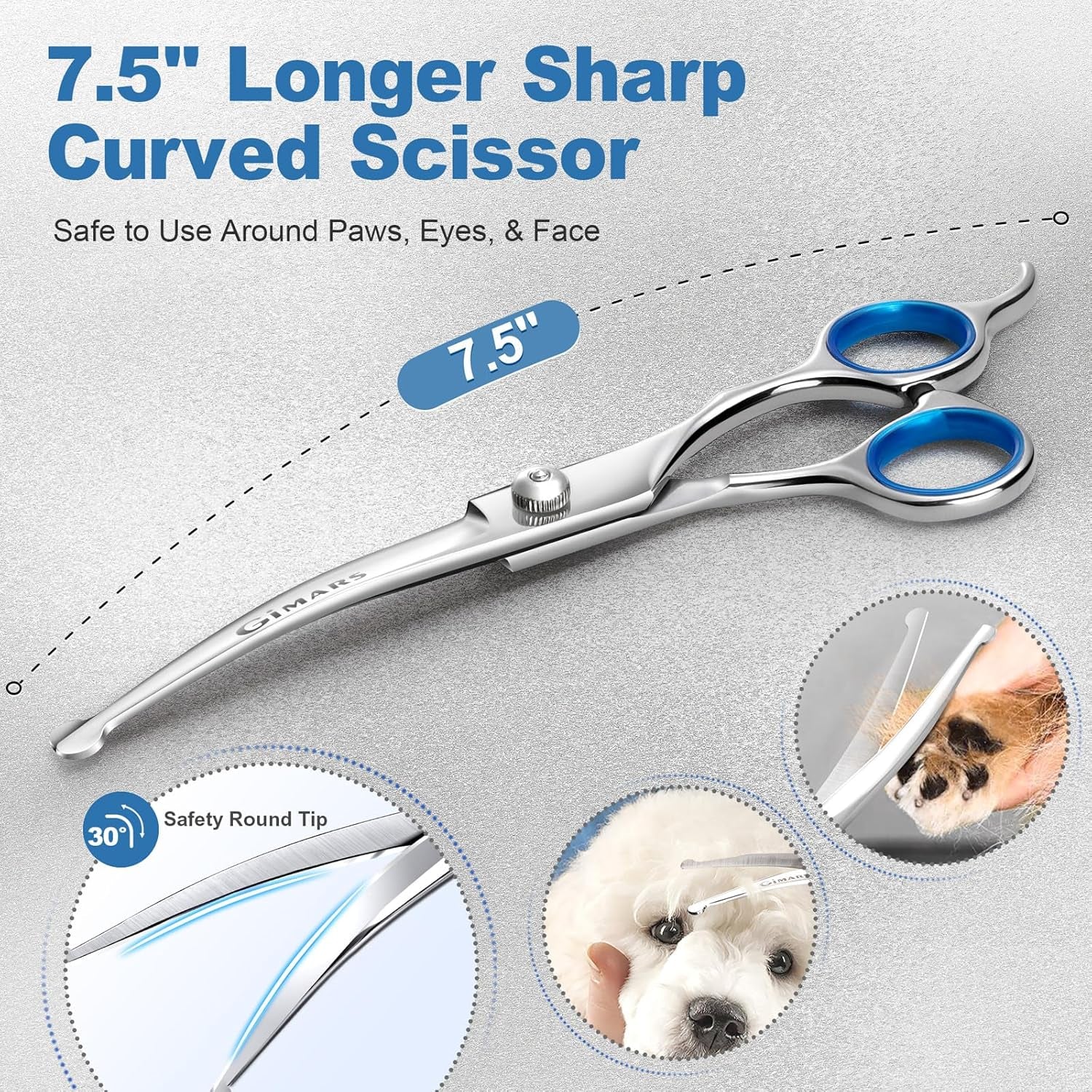 Professional 6 in 1 Dog Grooming Scissors 4CR Stainless Steel with Safety round Tip, Heavy Duty Titanium Coated Pet Grooming Scissor for Dogs, Cats and Other Animals