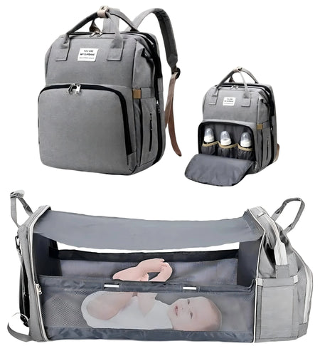 3 in 1 Diaper Bag Backpack Foldable Baby Bed Waterproof Travel Bag with USB Charge Diaper Bag Backpack with Changing Bed 3 Types