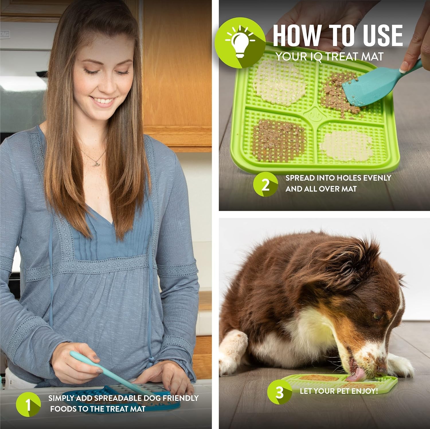 IQ Treat Lick Mat for Dogs, Dog Slow Feeder & Cat Lick Mats | Great Alternative to Slow Feeder Dog Bowls & Cat Slow Feeders | Perfect Dog Licking Mat, Cat Puzzle Feeder & Dog Enrichment Toys