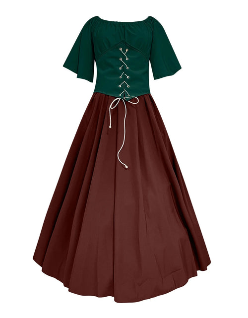 Load image into Gallery viewer, Womens Renaissance Faire Dresses Medieval Irish Traditional plus Size Dresses Ruffle over Dress Corset Retro Cosplay Gown
