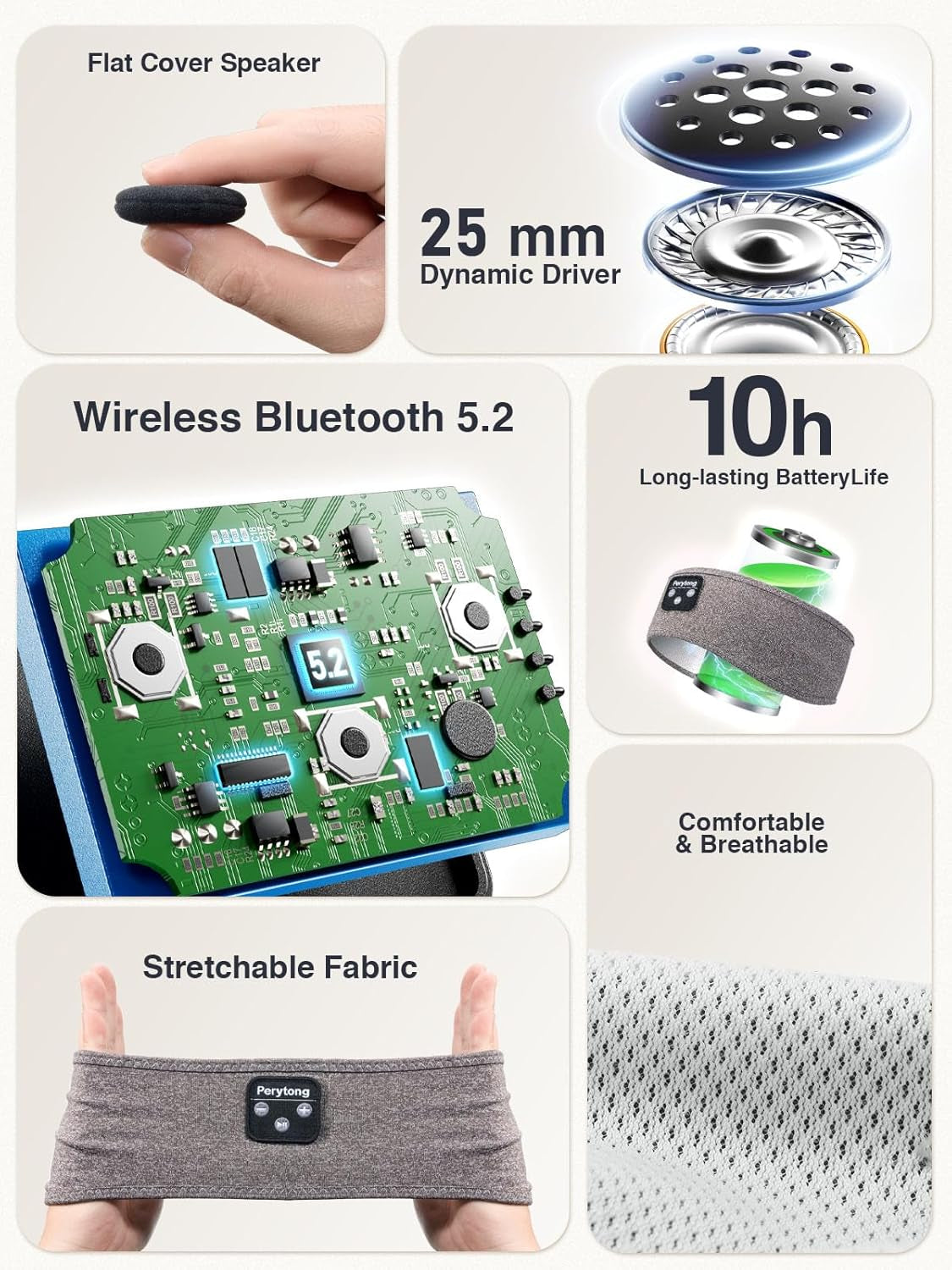 Sleep Headphones Bluetooth Headband, Soft Sleeping Wireless Music Sport Headbands,Long Time Play Sleeping Headsets with Built in Speakers Perfect for Sleep,Workout,Running,Yoga,Travel