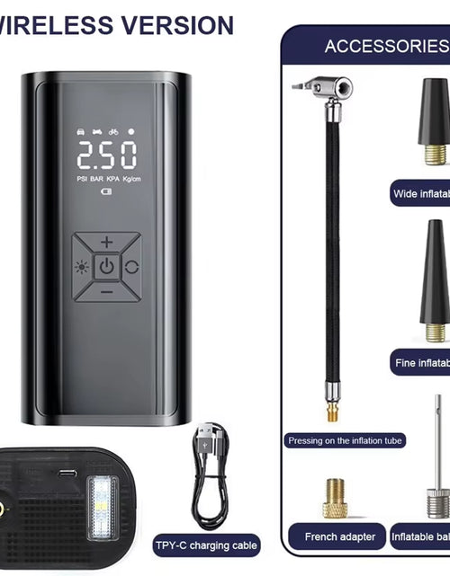 Load image into Gallery viewer, 1Pc Wireless Car Air Compressor Air Pump Electric Tire Inflator Pump for Motorcycle Bicycle Boat AUTO Tyre Balls Inflatable
