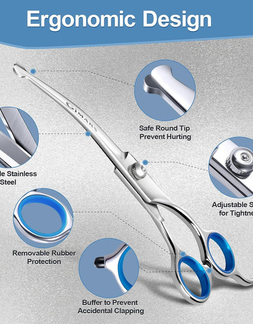 Load image into Gallery viewer, Professional 6 in 1 Dog Grooming Scissors 4CR Stainless Steel with Safety round Tip, Heavy Duty Titanium Coated Pet Grooming Scissor for Dogs, Cats and Other Animals
