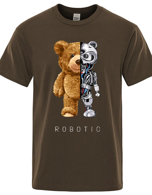 Load image into Gallery viewer, Funny Ted Bear Robot Tshirt Robotic Bear Men Short Sleeve Fashion Casual Clothing Summer Cotton Tees Oversized Street T-Shirts
